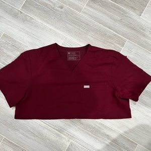 FIGS- men’s large scrub top- BURGUNDY